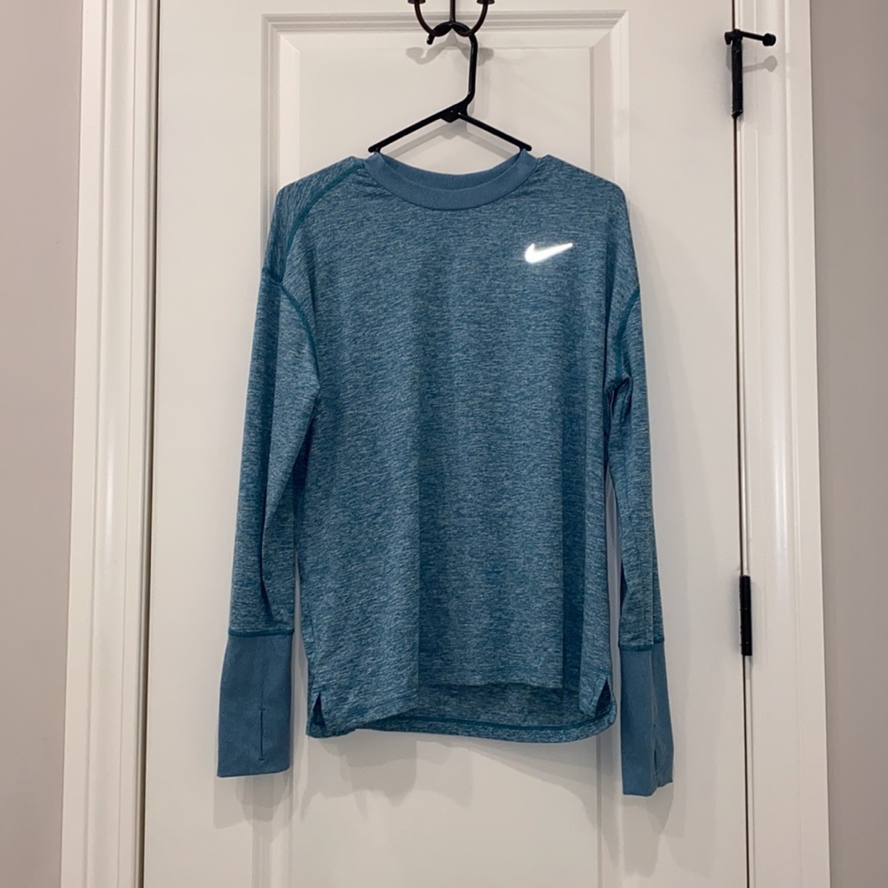 Blue and grey Nike running long sleeve shirt